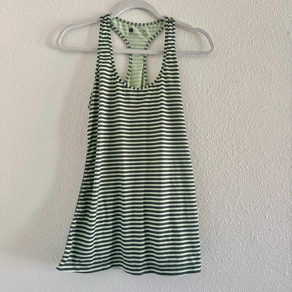 Xersion Long Green Striped Tank Top